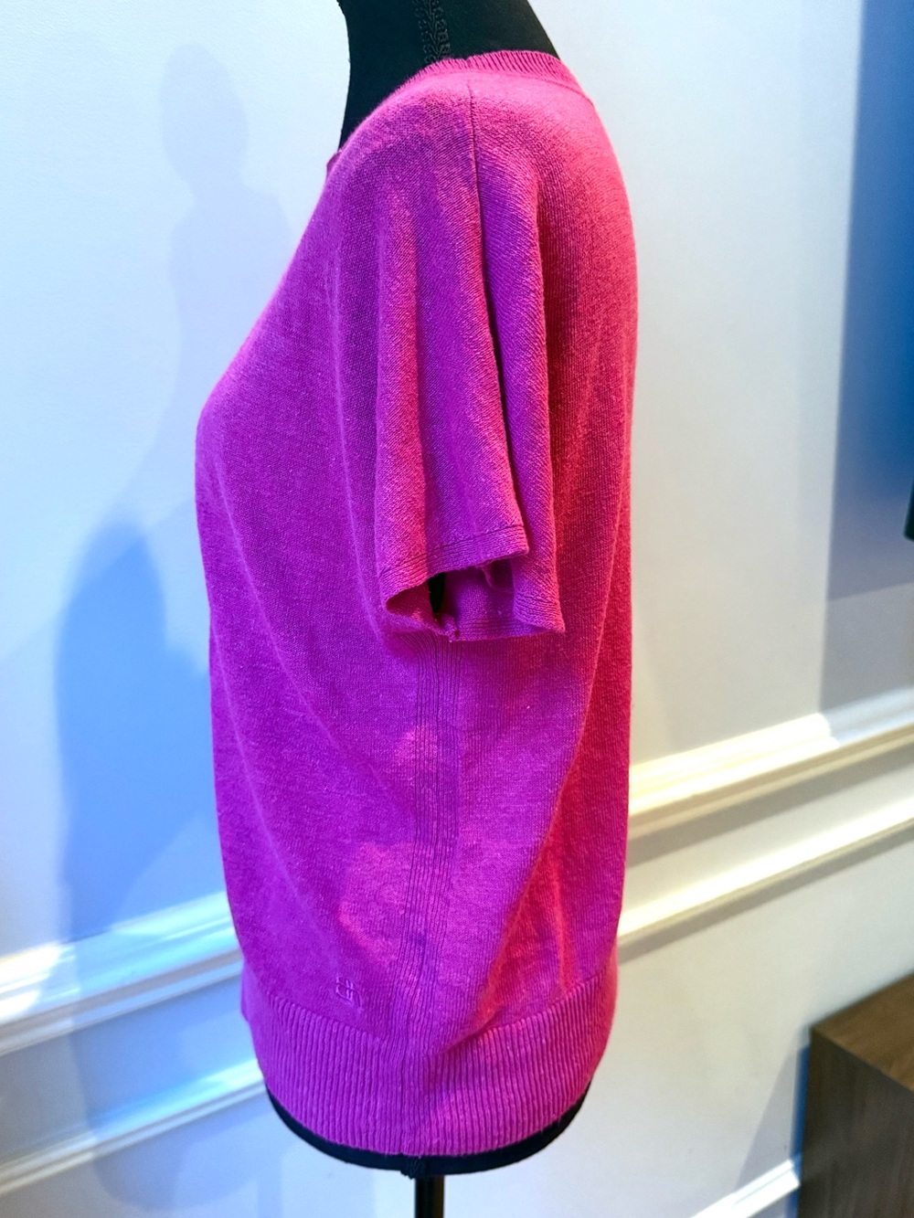 Banana Republic Linen Blend Short Sleeve Sweater Top‎ Pink Small Relaxed - Picture 3 of 9